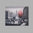 IARTS Hand Painted Modern Abstract Stroll in Paris Eiffel Tower Grey & Red Oil Painting On Canvas