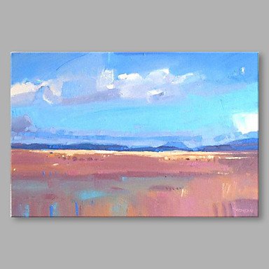 IARTS Hand Painted Modern Abstract Porcelain Blue Color & Red Oil Painting On Canvas Set of 3 with