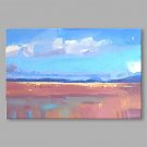 IARTS Hand Painted Modern Abstract Porcelain Blue Color & Red Oil Painting On Canvas Set of 3 with