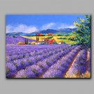 Large Size Hand-Painted Landscape Lavender Flower Sea  One Panel Canvas Oil Painting For Home Deco