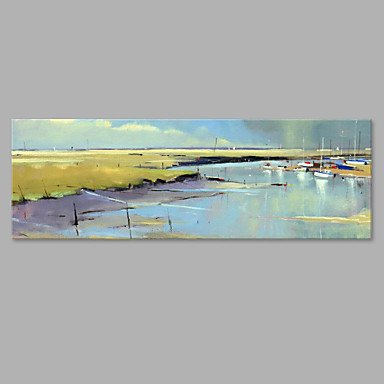 IARTS Hand Painted Modern Abstract Pier Harbour Oil Painting On Canvas with Stretched Frame Wall A