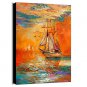 Oil Painting Impression Landscape Boats Hand Painted Canvas with Stretched Framed Ready to Hang