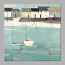 IARTS Hand Painted Modern Abstract Seaside Town View on Canvas with Stretched Frame Handmade Oil P