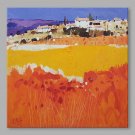 IARTS Hand Painted Modern Abstract Landscape View with Red Feild Oil Painting On Canvas Stretched