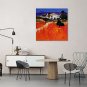 IARTS Hand Painted Modern Abstract Landscape View with Red Feild Oil Painting On Canvas Stretched