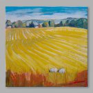 IARTS Hand Painted Modern Abstract Hill View With Blue Lake Oil Painting On Canvas with Stretched