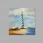 IARTS Hand Painted Modern Abstract Blue and White Stripe Lighthouse Oil Painting On Canvas with St