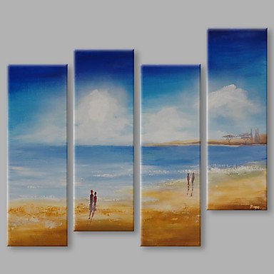 IARTS Hand Painted Modern Abstract A Day Wonder in Summer Beach Set of 4 Oil Painting On Canvas wi