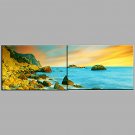 Hand-Painted Sea Landscape Oil Painting Two Panel Canvas Oil Painting Per Panel Size 60*90CM