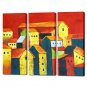 Hand Painted Oil Painting Landscape Lovely Town with Stretched Frame Set of 3