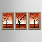 Oil Painting Modern Abstract Scenery Set of 3 Hand Painted Natural linen with Stretched Frame