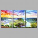 Embouchure 3 Panels Hand-painted Oil Paintings on Canvas Modern Artwork Wall Art for Room Decorati