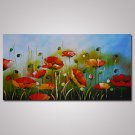 Hand-Painted Abstract Poppy Flowers Oil Painting on Canvas Ready to Hang