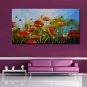 Hand-Painted Abstract Poppy Flowers Oil Painting on Canvas Ready to Hang