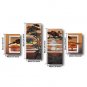 Ready to Hang Stretched Hand-Painted Oil Painting 64"x44" Four Panels Canvas Wall Art Modern Trees