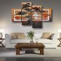 Ready to Hang Stretched Hand-Painted Oil Painting 64"x44" Four Panels Canvas Wall Art Modern Trees