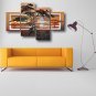 Ready to Hang Stretched Hand-Painted Oil Painting 64"x44" Four Panels Canvas Wall Art Modern Trees
