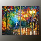 Hand-Painted Abstract Landscape 100% Hang-Painted Oil Painting,Modern Two Panels Canvas Oil Painti