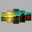 Hand-Painted Modern Sea Oil Painting Five Panel Canvas Oil Painting Multi Split Oil Painting