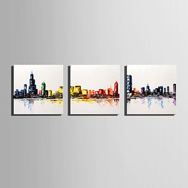 Mini Size E-HOME Oil painting Modern Abstract Color City Pure Hand Draw Frameless Decorative Paint
