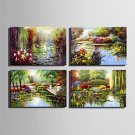 Mini Size E-HOME Oil painting Modern Garden Pond Scenery Pure Hand Draw Frameless Decorative Paint