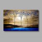 Ready to Hand Stretched Hand-Painted Canvas Modern Oil Painting Forest Trees Blue Sunshine one Pan