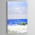 Hand-Painted  Seaside Landscape by Knife Oil Painting With Stretcher For Home Decoration Ready to
