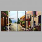Hand-Painted European Style Landscape Five Panels Canvas Oil Painting For Home Decoration