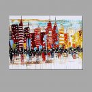 Hand-Painted Knife Tree Oil Painting City Streetscape Wall Art With Stretcher Frame Ready To Hang