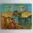 Hand-Painted  The Drawbridge at Arles with a Group of Washerwomen C.1888 by Vincent Van Gogh With