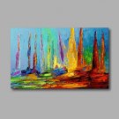 Stretched (Ready to hang) Hand-Painted Oil Painting 90cmx60cm Canvas Wall Art Modern Abstract Blue
