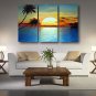 Ready to Hang Stretched Hand-Painted Oil Painting 48"x32" Three Panels Canvas Wall Art Seascape Su