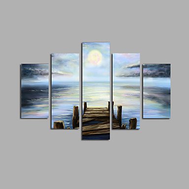 Stretched (Ready to hang) Hand-Painted Oil Painting 60"x36" Canvas Wall Art Modern Abstract Sea Su