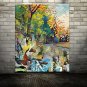 Hand-Painted Lush Trees Abstract Landscape Modern Oil Painting , Canvas One Panel With Frame Ready