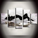 Hand-Painted Abstract Landscape Fantasy Abstract Landscape Any Shape Five Panels Canvas Oil Painti