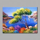 Hand-Painted Mediterranean Landscape Seaview One Panel Canvas Oil Painting For Home Decoration