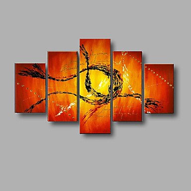Hand-painted Modern Abstract Wall Art Home Office Decor Oil Painting on Canvas 5pcs/set With Stret