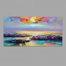 Knife Abstract Sea view Picture Canvas Handpainted Oil Painting Wall Art With Stretched Frame Read