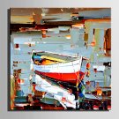 Mini Size E-HOME Oil painting Modern Dappled Boats Pure Hand Draw Frameless Decorative Painting
