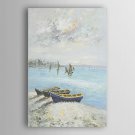 Hand Painted Oil Painting Landscape Boats on the Beach with Stretched Frame 7 Wall Arts