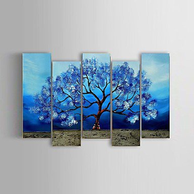 Hand-painted Abstract Life Tree Landscape Oil Painting Restaurant 5 Piece/Set Wall Art Decor Stret