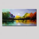 Hand-Painted Color Tree Abstract Landscape Modern Oil Painting On Canvas One Panel Ready To Hang