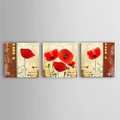 Hand-painted Flower Home Office Wall Art Oil Paintings 3pcs/set Stretched Frame Ready To Hang