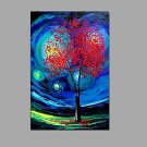 Hand-Painted Abstract Knife Oil Painting Starry sky And Tree of life Home Decoration Stretched Fra