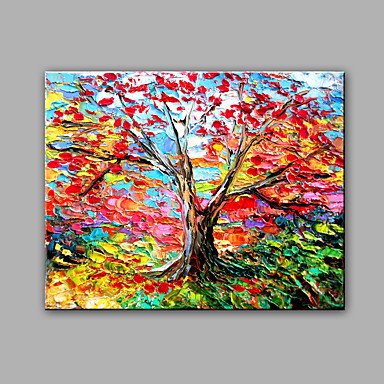 Hand-Painted Abstract Love Tree Modern One Panel Canvas Oil Painting For Home Decoration