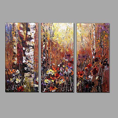 Abstract Scenery Picture Canvas Handpainted Oil Painting 3 Piece/set Wall Art With Stretched Frame