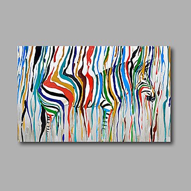 Stretched (Ready to hang) Hand-Painted Oil Painting 90cmx60cm Canvas Wall Art Modern Pop Art Zebra