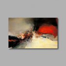 Stretched (Ready to hang) Hand-Painted Oil Painting 36"x24" Canvas Wall Art Modern Abstract Red Be
