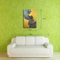 E-HOME Oil painting Modern Lines Around The Green Stone Pure Hand Draw Frameless Decorative Painti