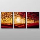Hand-Painted Landscape Three Panels Canvas Oil Painting For Home Decoration